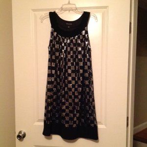 Black Sequin Checkered Party Dress - Size 12